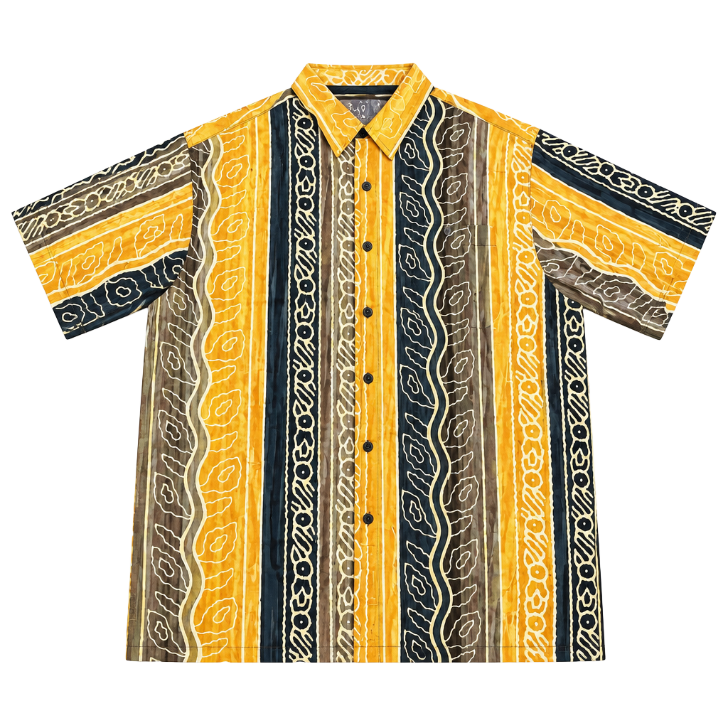 The Territory Ahead Shirt Size XXL Yellow Black Wave Print Rayon 1