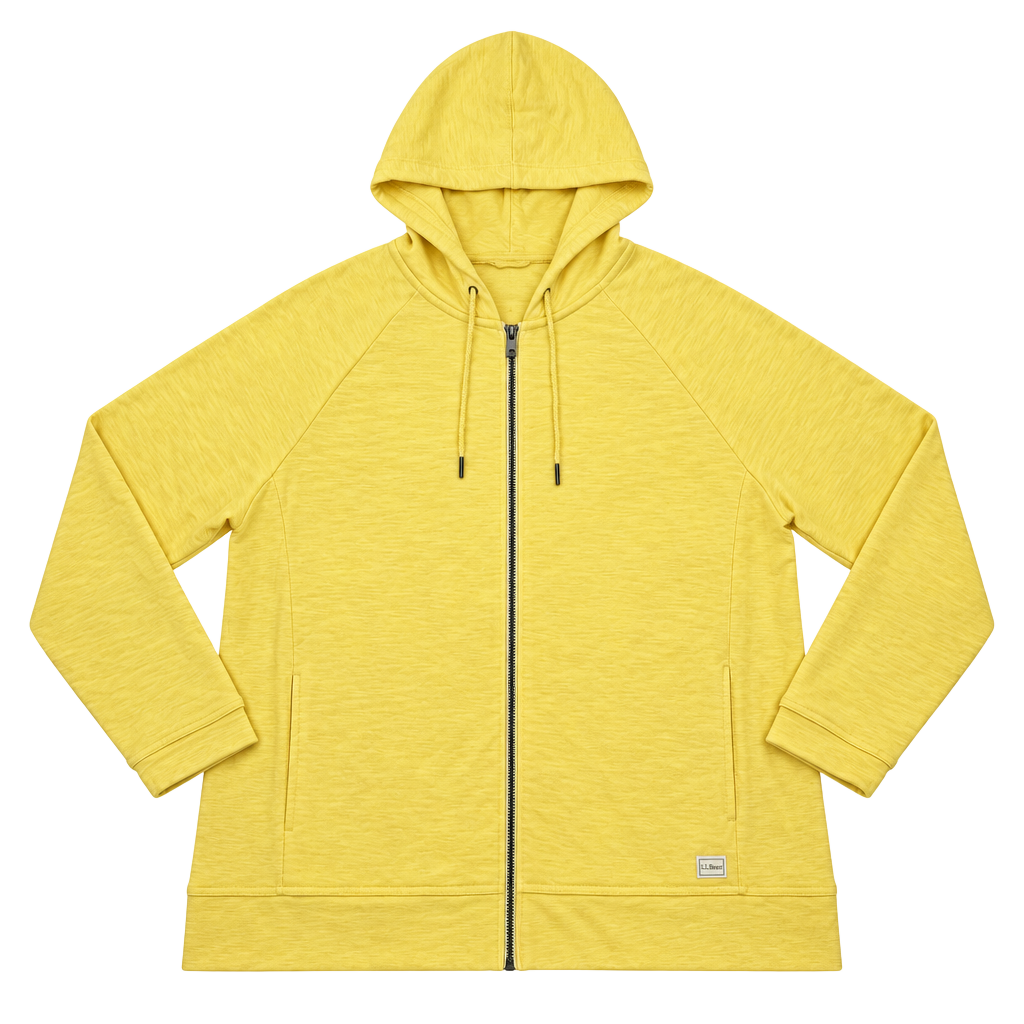 L.L.Bean Hoodie Womens XL Yellow Full Zip 100% Cotton Sweatshirt Lightweight 1