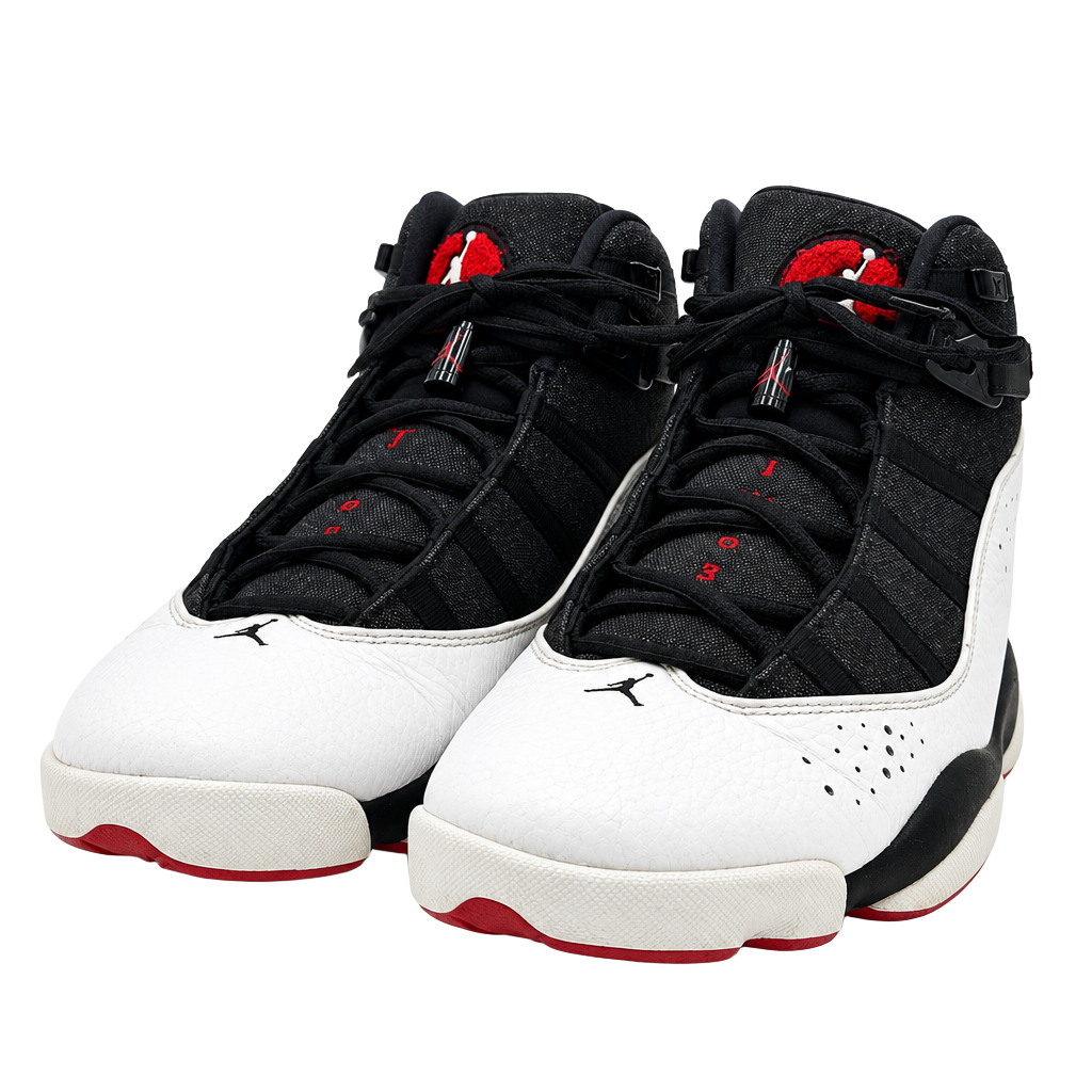 Nike Air Jordan 6 Rings Mens 10.5 Black White Red Basketball Shoes 322992-012 1