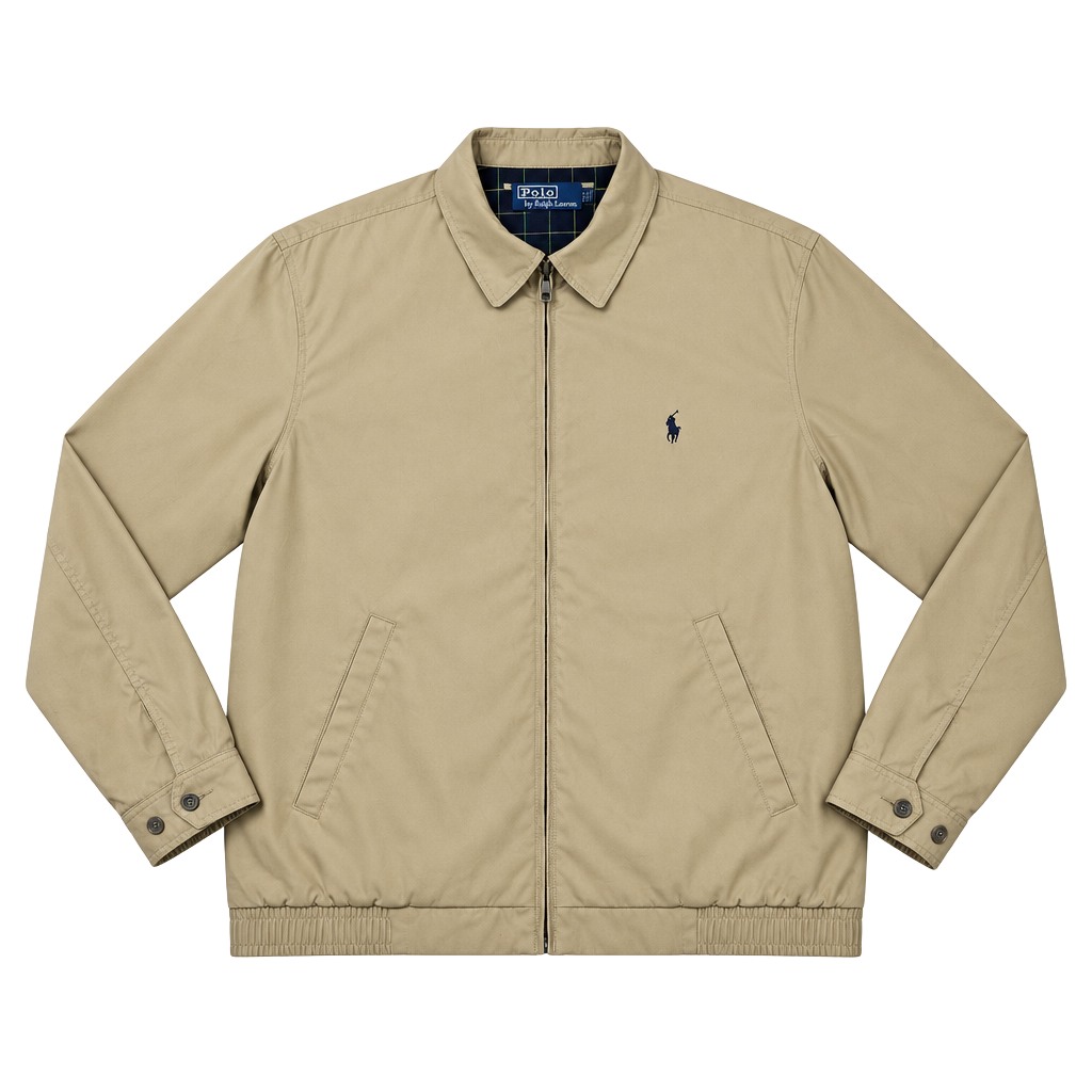 Polo Ralph Lauren Harrington Jacket Mens XL Tall Khaki Plaid Lined Windbreaker 1