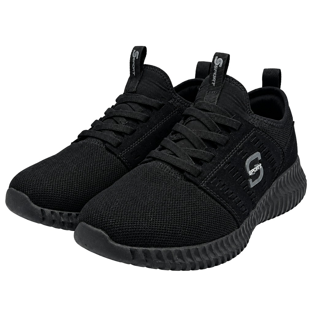 S Sport by Skechers Men’s Size 7 Black Mesh Athletic Sneakers Memory Foam Shoes 1