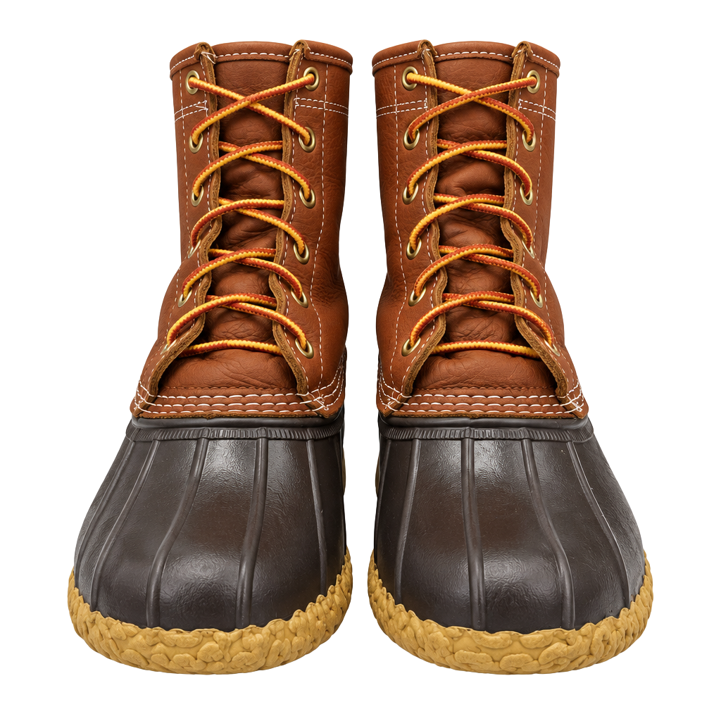 LL Bean Boots Mens 12 8" Leather Flannel Lined Duck Boots Tan Brown Maine 1