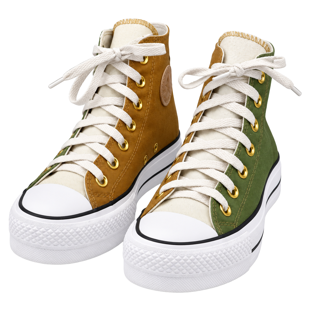Converse Chuck Taylor All Star Lift Platform High Tops Green Mustard Womens 6 1