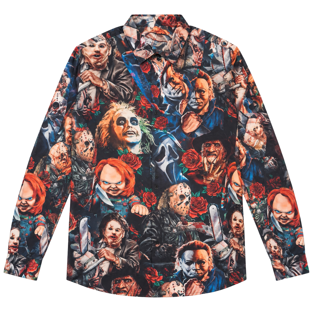 Horror Movie Characters All Over Print Pullover Hoodie 1
