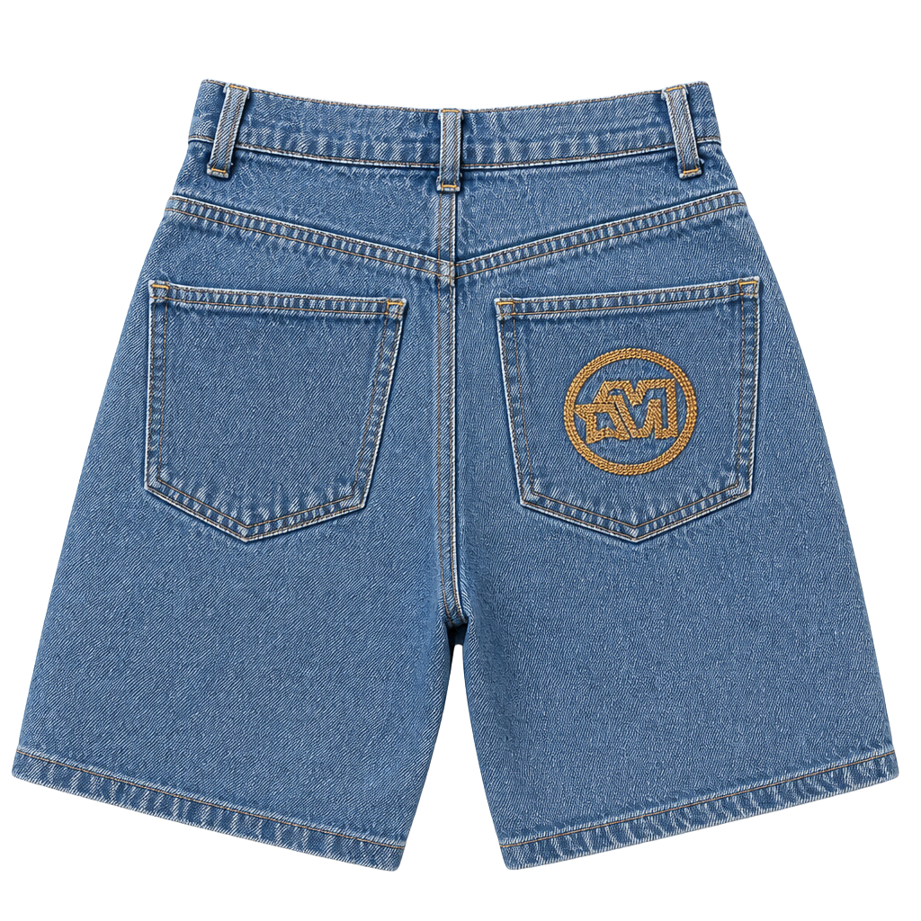 Mecca Denim Shorts Size S (4) Blue Embroidered Logo 1