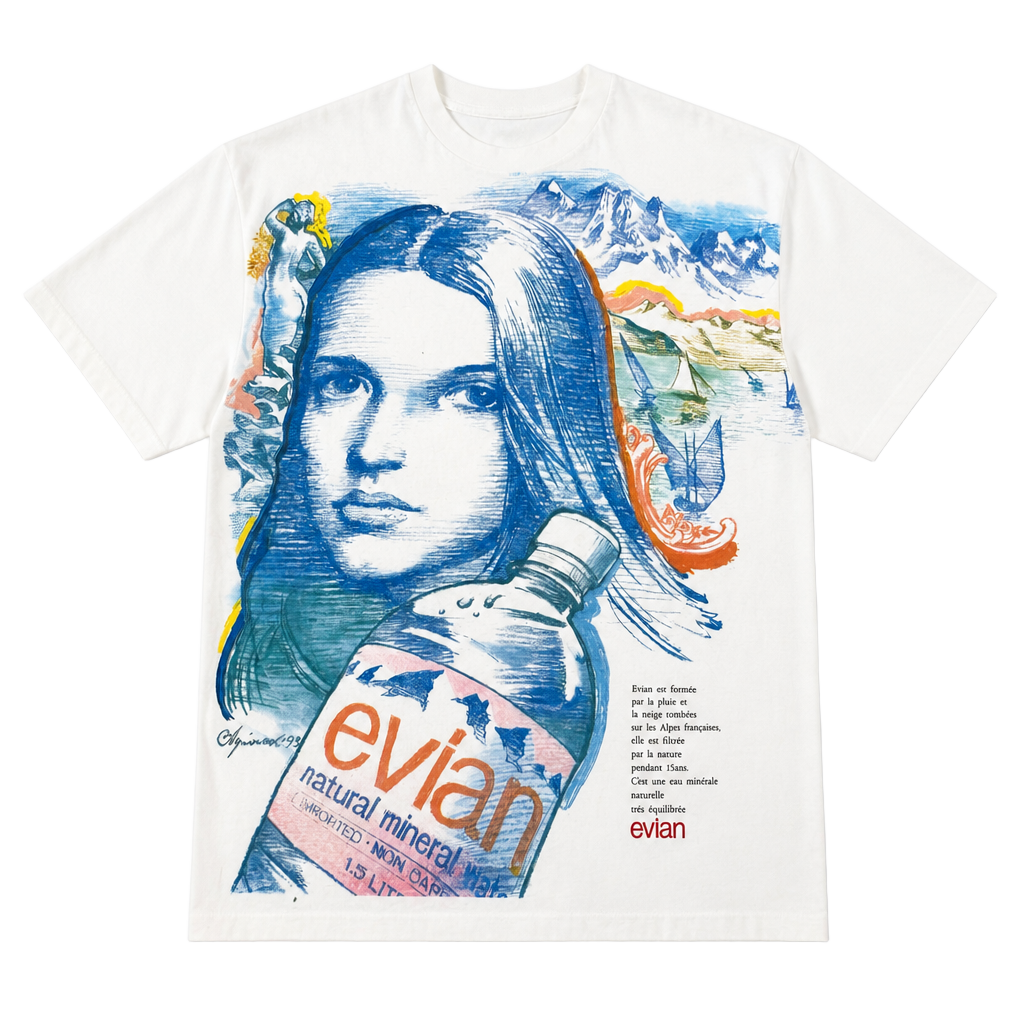Vintage 1993 Evian ART TEE AOP RAP TEE RARE XL 1