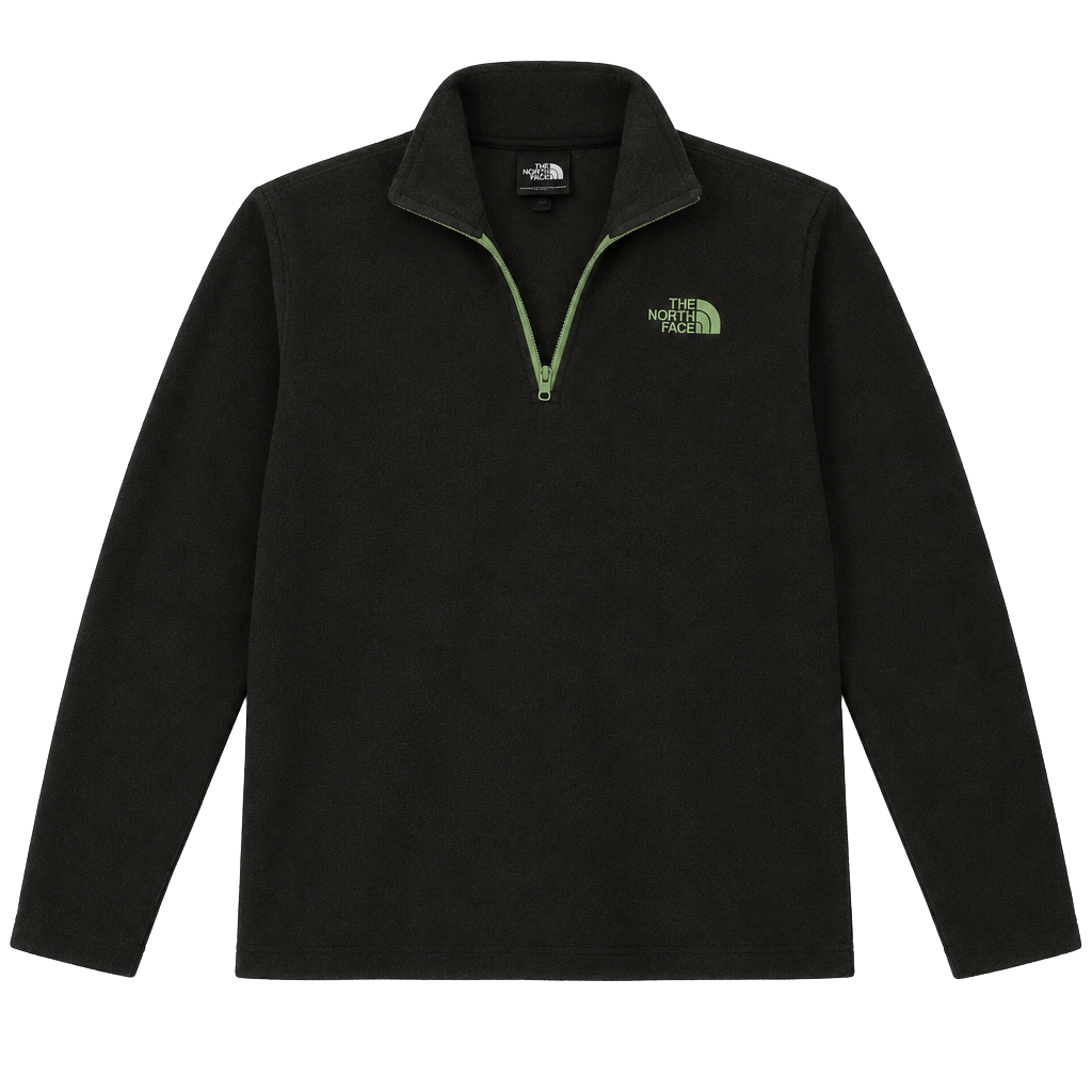 The North Face Fleece Pullover Jacket Black Green XL 1