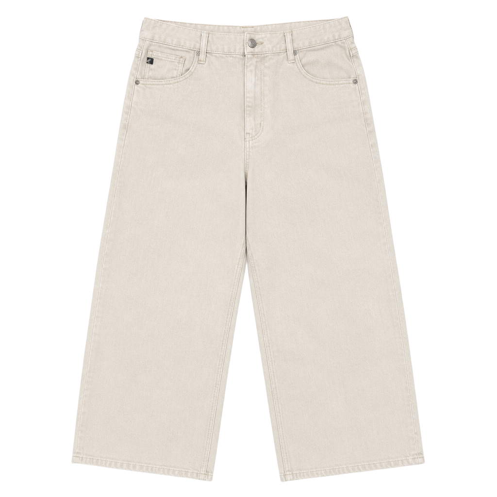 KanCan Ultra High Rise Cropped Wide Leg Jeans Size 15/31 Beige 1