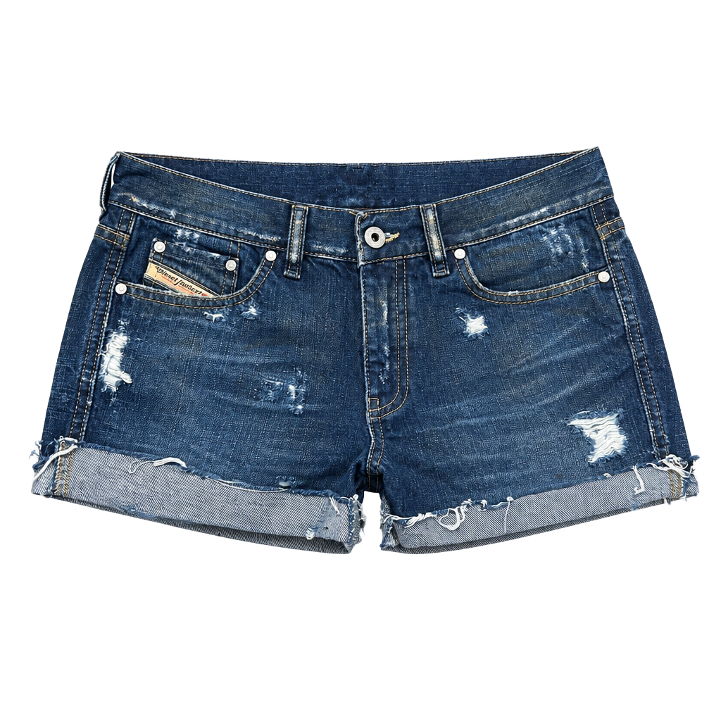 Diesel Rame L.32 Shorts Size 28 Blue Distressed Cuffed Denim 1