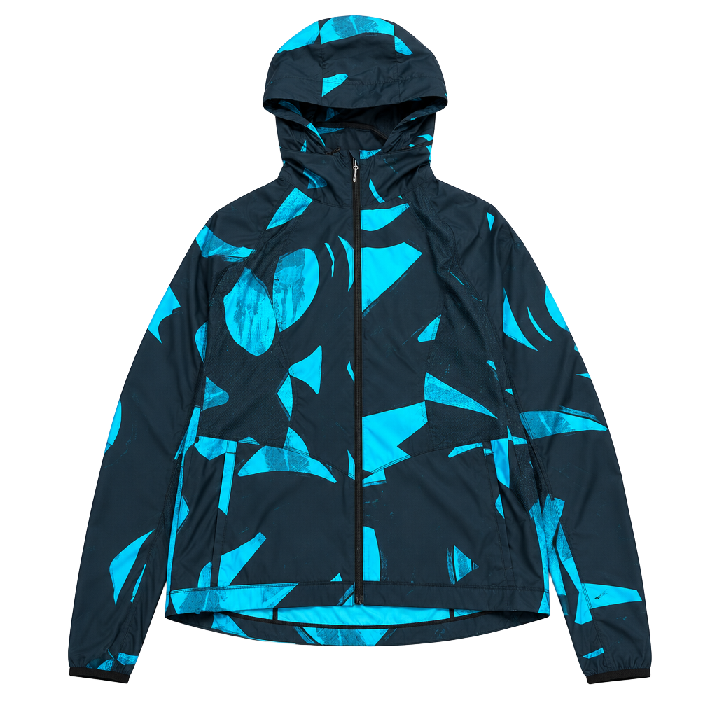 Lululemon Full Zip Hooded Jacket Size 6 Blue Black Abstract Print 1