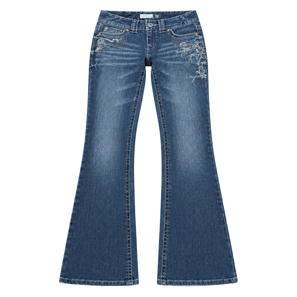Aeropostale Hailey Flare Jeans Blue Embroidered Y2K Denim 1