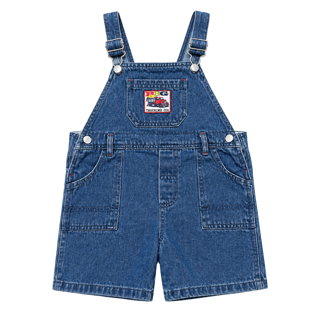 Vintage Big Trucking Co Denim Overall Shorts Dump Truck Embroidered Y2K 1