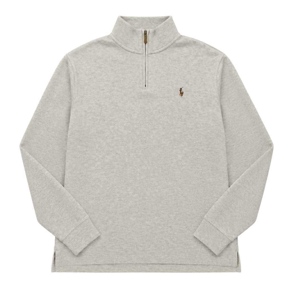 Polo Ralph Lauren Half-Zip Sweater Beige Estate Rib Mock Neck 1