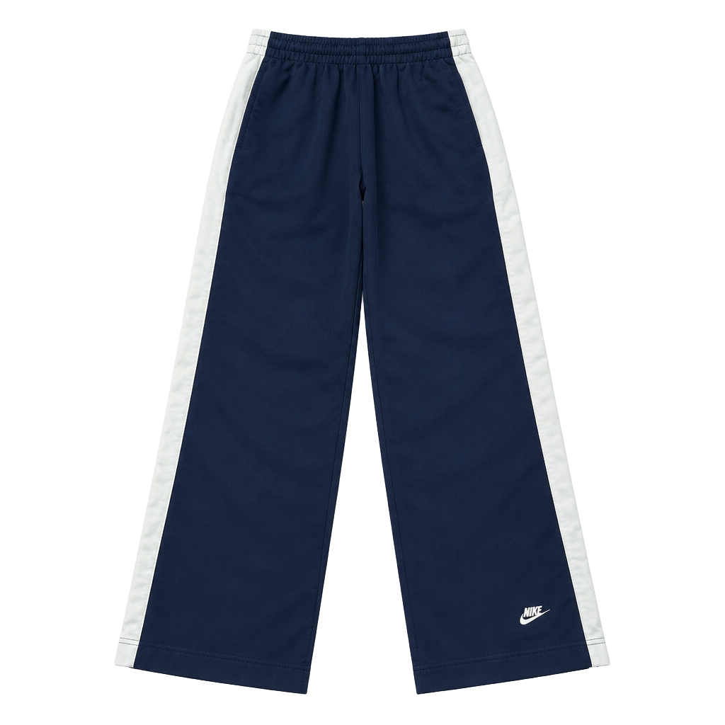 Nike Track Pants Size L Navy Blue White Stripe Open Hem Vintage 1