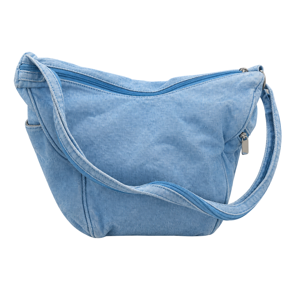 Fossil 1954 Light Blue Canvas Sling Bag Crossbody Hobo Purse 1