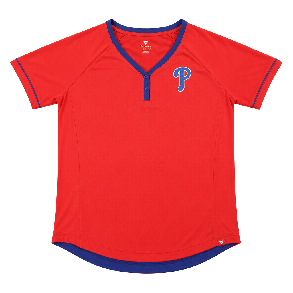 Fanatics Philadelphia Phillies Henley T-Shirt Size L Red MLB Women’s See Pics 1