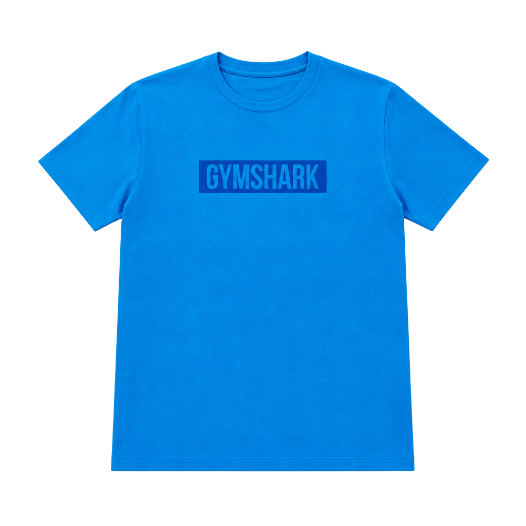 Gymshark Outline T-Shirt Size M Blue Box Logo Athletic Top 1