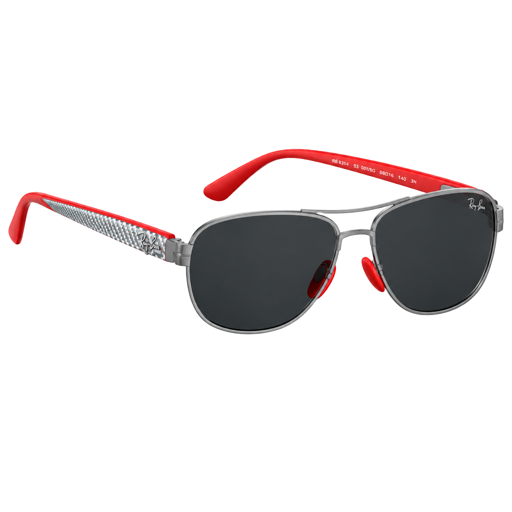 Ray-Ban RB8313-M Scuderia Ferrari Sunglasses Size 61-13 Black Red 1