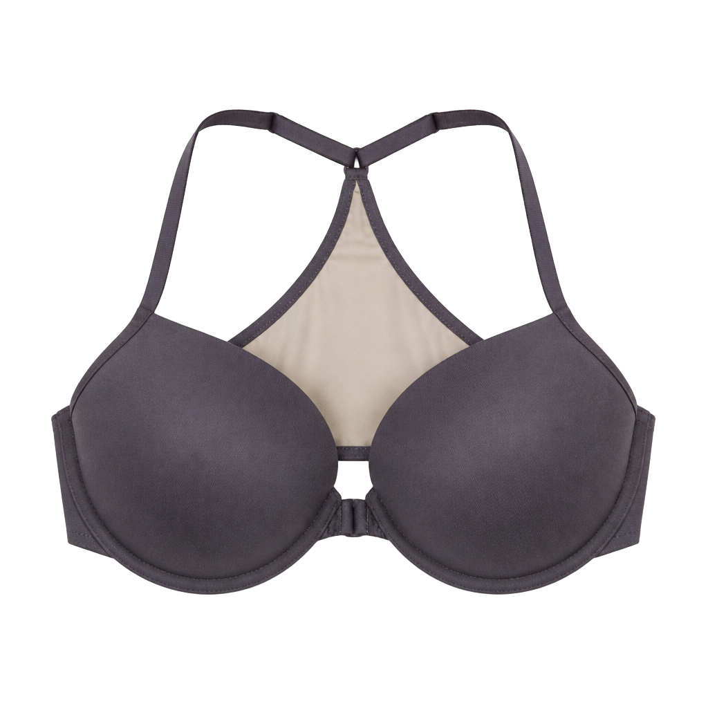 Victoria's Secret Body By Victoria Racerback Demi Bra Size 34C Gray Lace 1