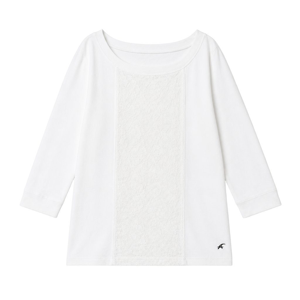 Y2K Hollister White Lace Panel Boatneck 3/4 Sleeve Top Size S 1