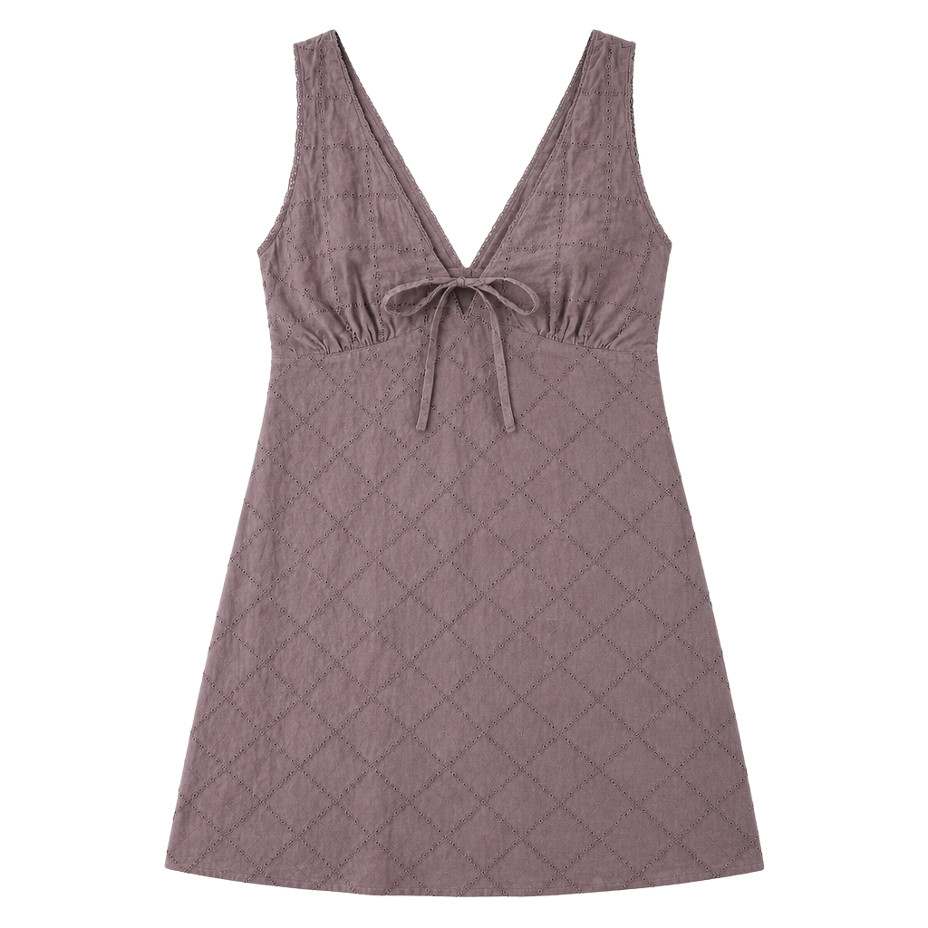 American Eagle Brown Eyelet Lace Diamond Pattern Babydoll Dress 1