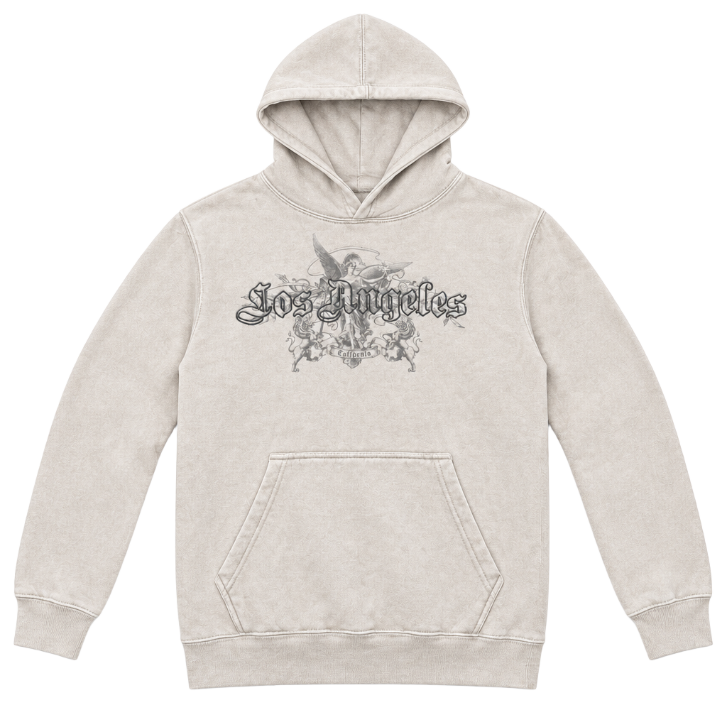 Eighty Eight Brand Los Angeles Hoodie Size Small Beige Graphic Pullover 1