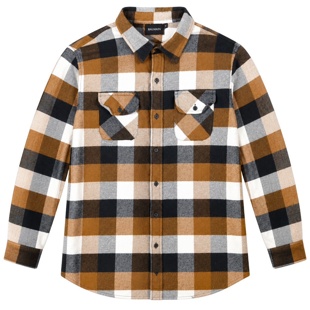 Aaliyah Flannel Shirt Size M Brown Black Plaid Graphic Back 1