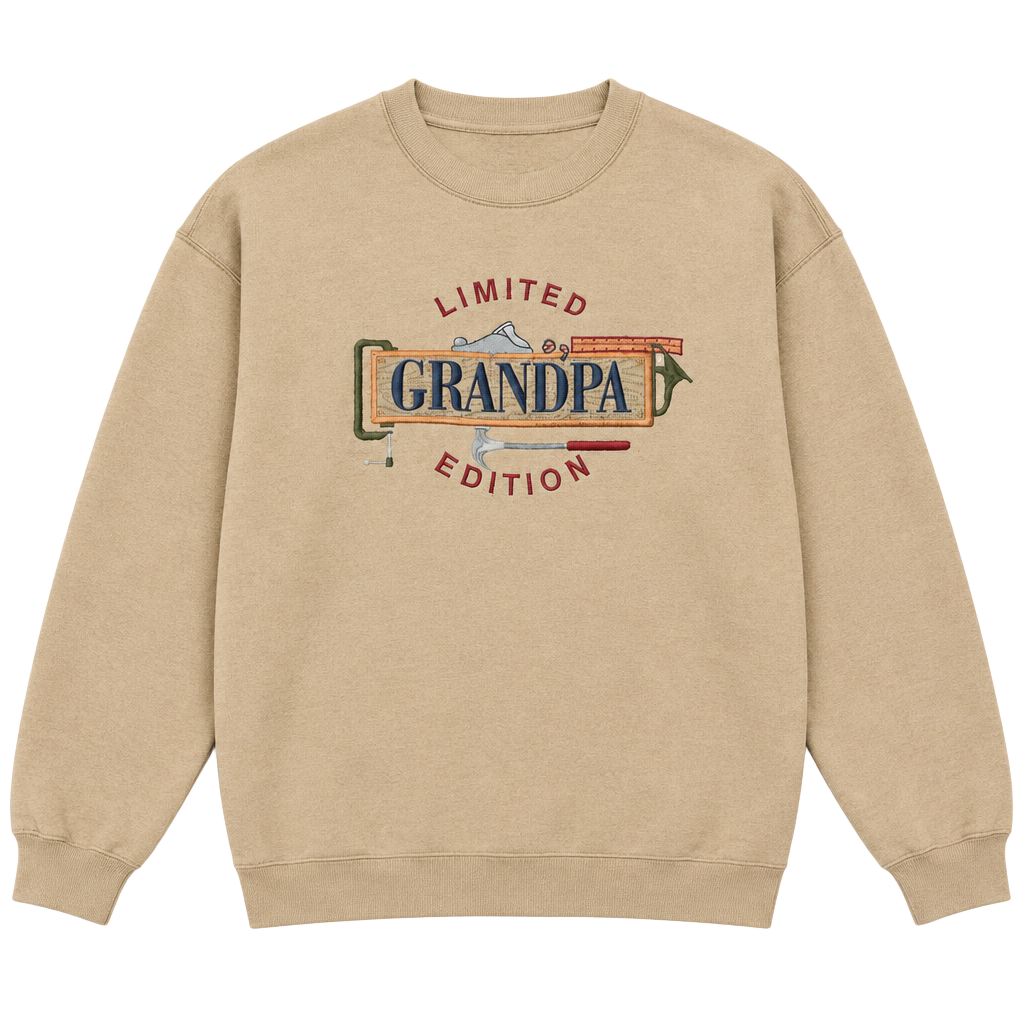 MC Sport Limited Edition Grandpa Sweatshirt Size Large Tan Embroidered 1