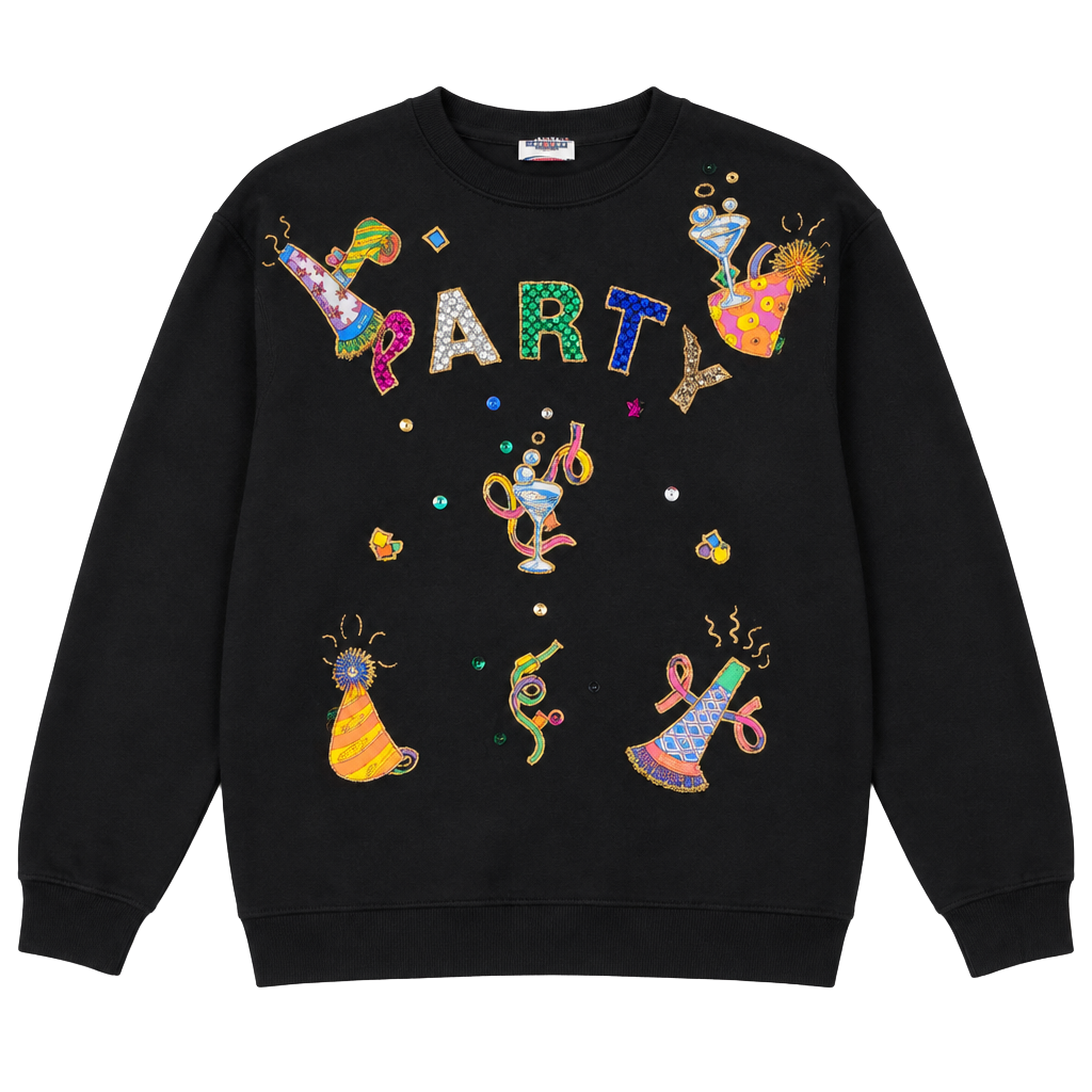 Jerzees Party Sequins Embellished Black Sweatshirt 1