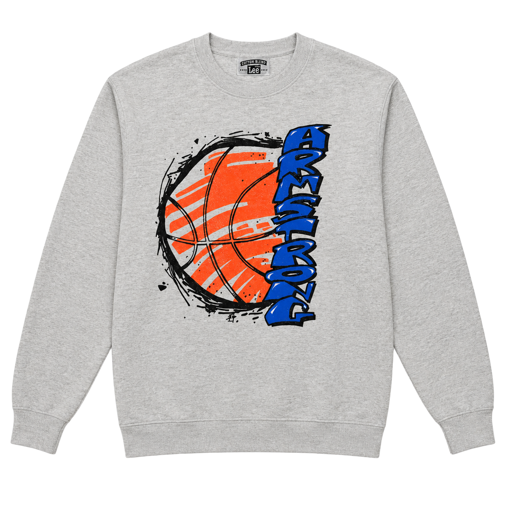 Vintage Lee Cotton Blend Armstrong Basketball Graphic Sweatshirt Size L Grey 1