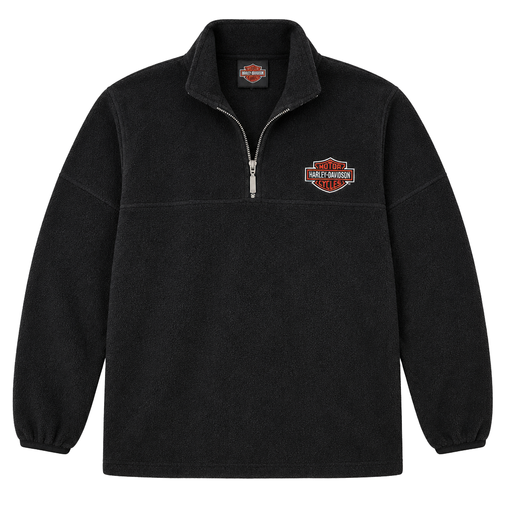 Harley-Davidson Black Fleece Quarter Zip Pullover XXL Embroidered Logo
1