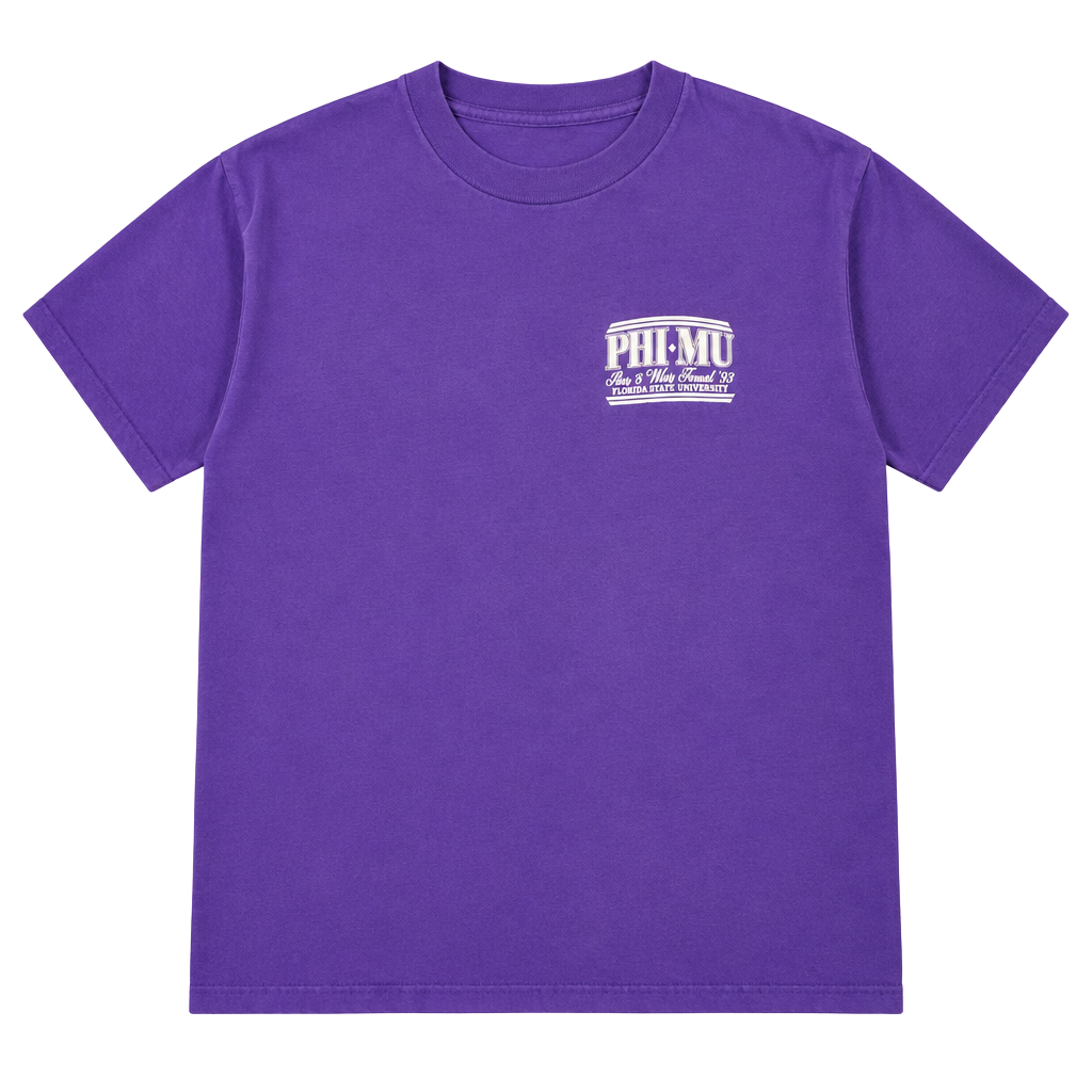 Hanes Phi Mu Florida State University T-Shirt XL/TG Purple Heavyweight 1