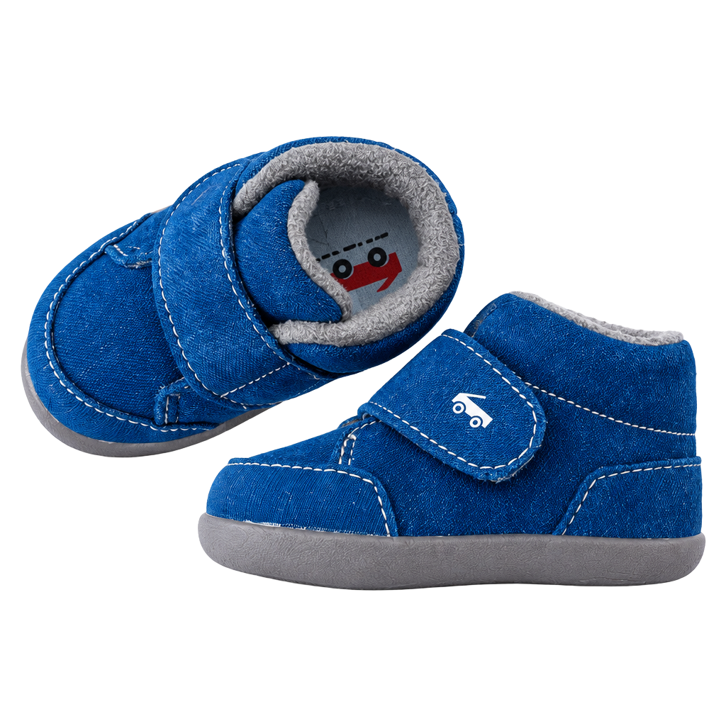 See Kai Run Blue Suede Baby Booties 1