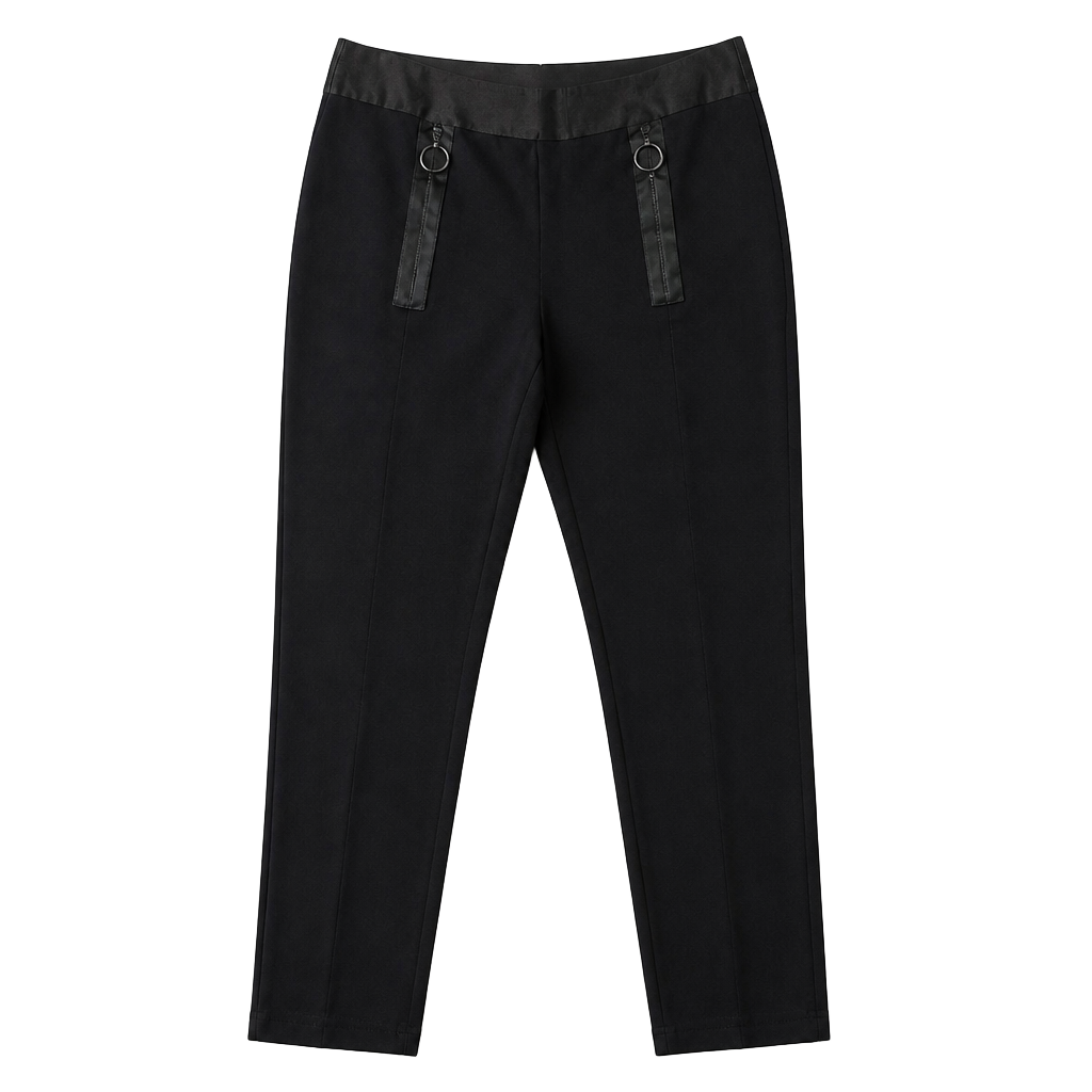 BEBE Built in Double belt spandex black pants VTG Y2K SZ 24 Waist 1