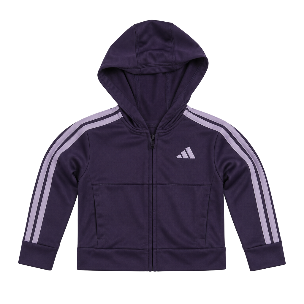 Adidas Kids Purple Track Jacket Full Zip Hoodie with 3-Stripes Size 3T 1