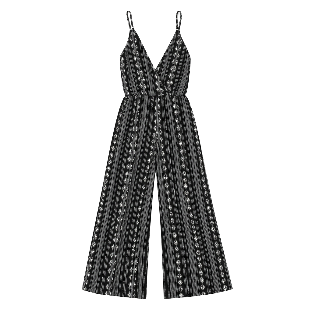 Band of Gypsies Black and White Striped Patterned Sleeveless Maxi Jumpsuit 1