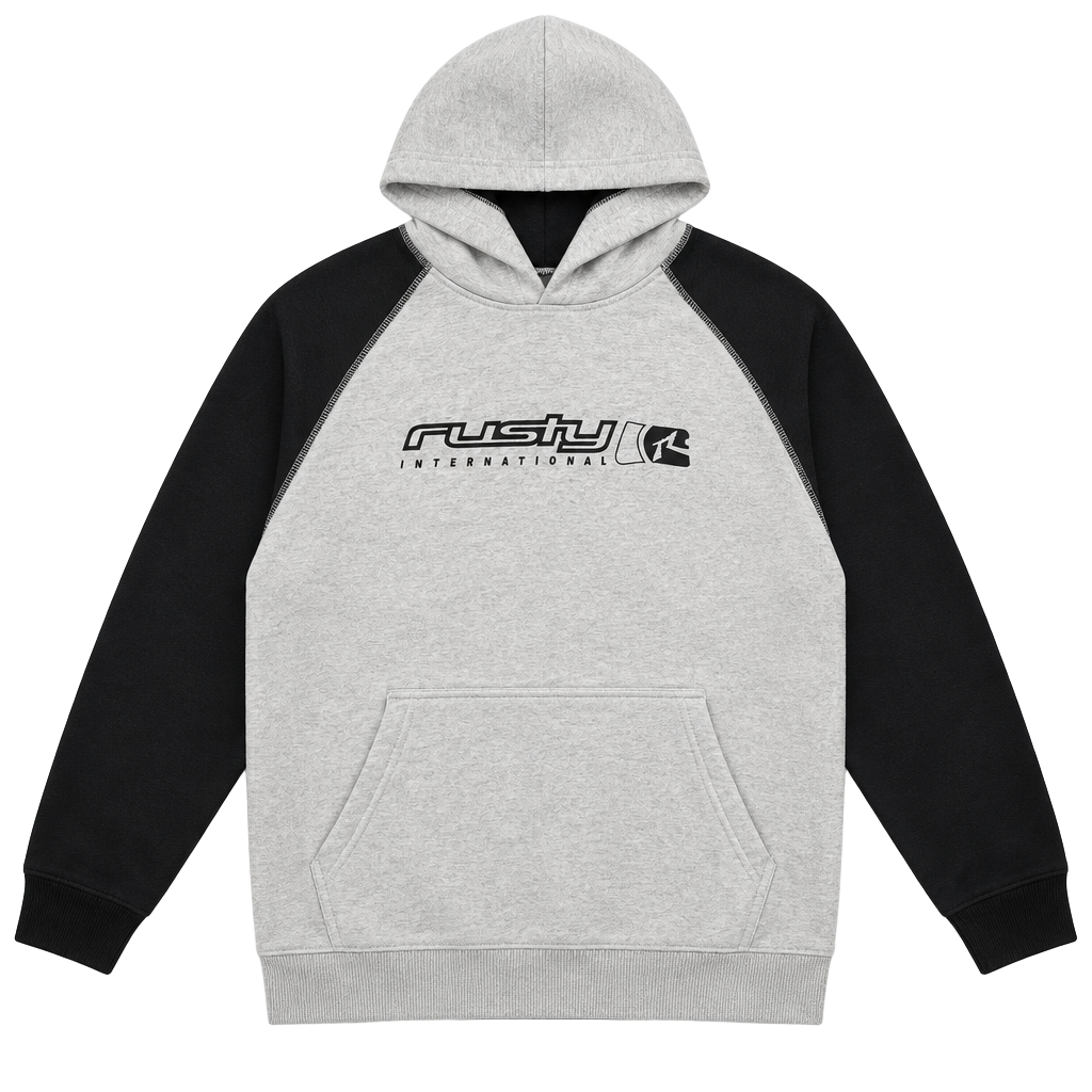 Rusty International Hoodie Size L Gray Black Logo Surf Streetwear 1
