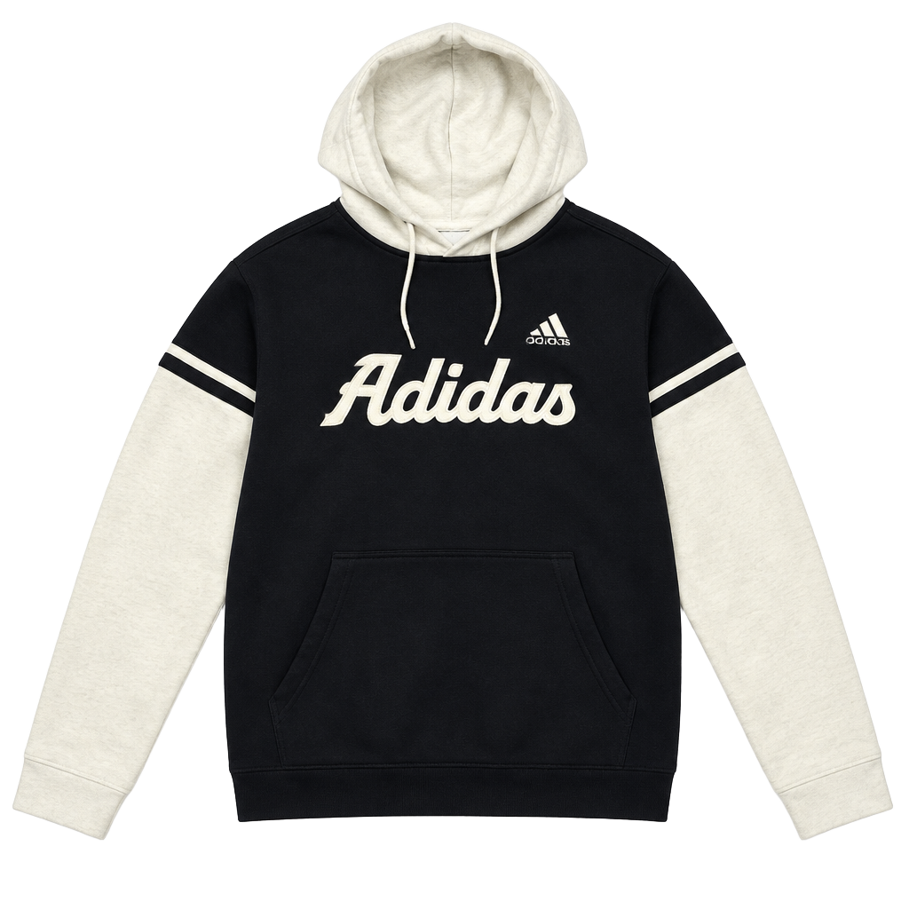 Adidas Hoodie Size XL Black White Spellout Logo Pullover 1