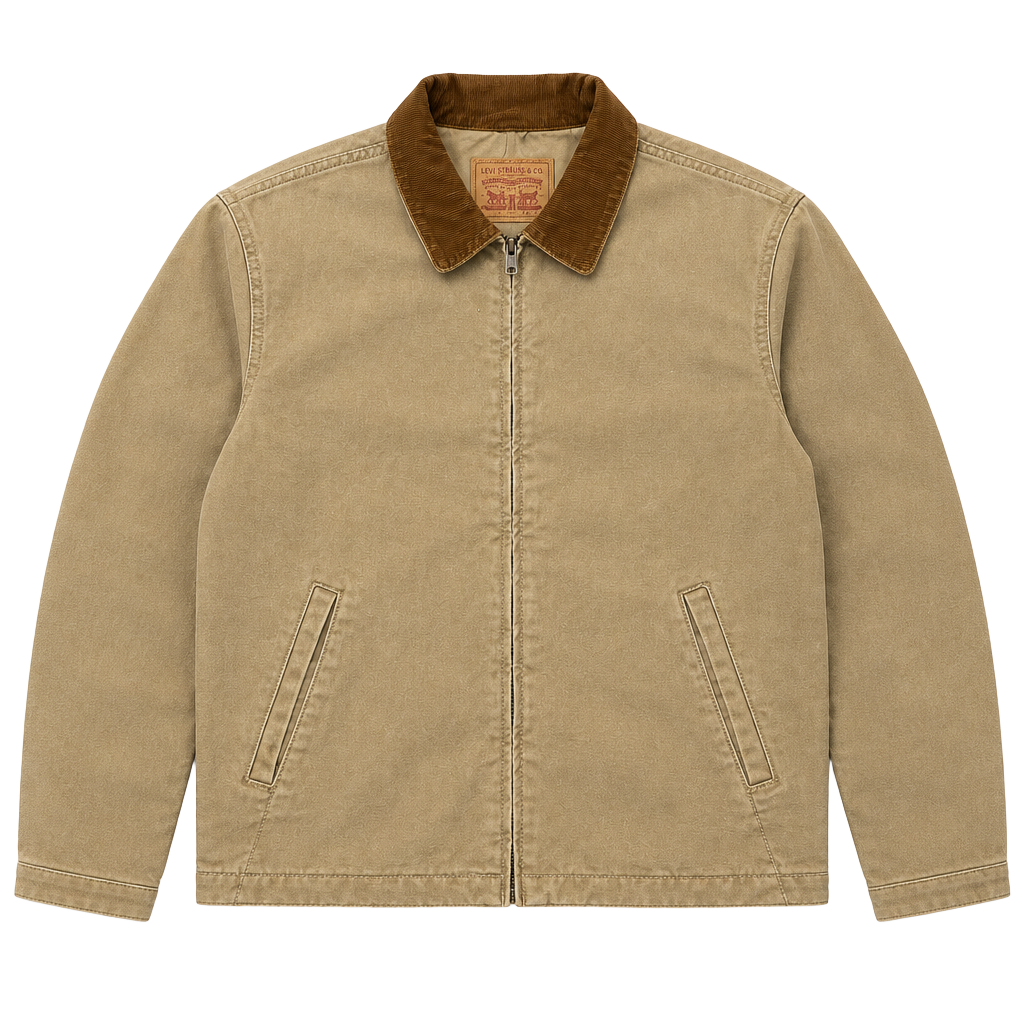 Levi's Castro Mechanics Jacket Size L Tan Canvas Corduroy Collar 1