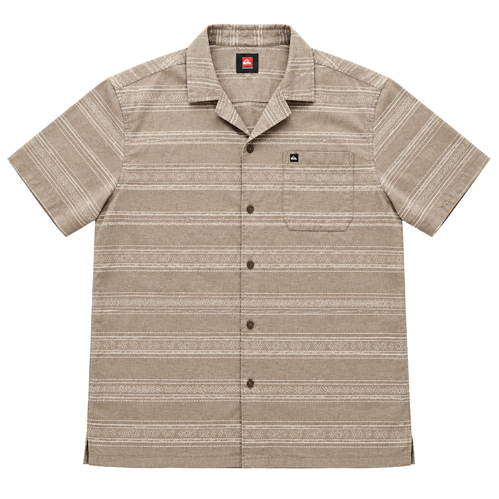 Quiksilver Short Sleeve Button Down Shirt Size M Brown Striped 1