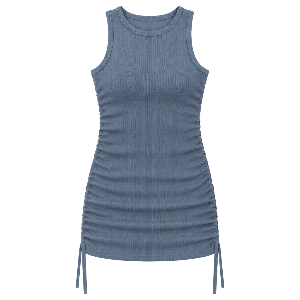 Lioness Dusty Blue Sleeveless Ruched Side Bodycon Mini Dress🦋 1