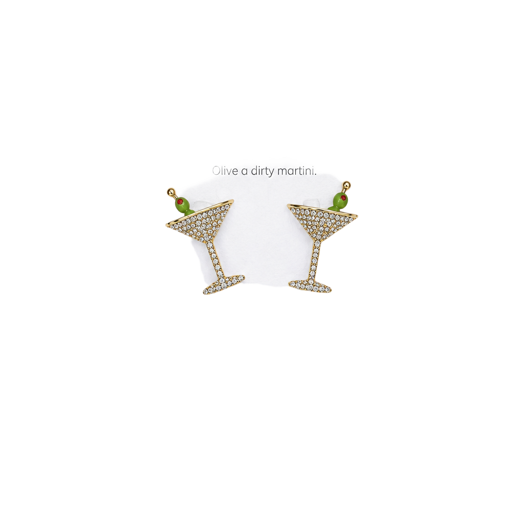 BaubleBar Gold Glitter Martini Stud Sparkly Earrings🍸 1