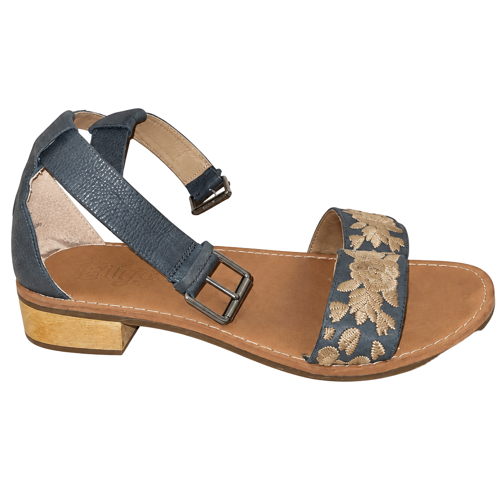 Ankle strap and leather block heel sandals 1