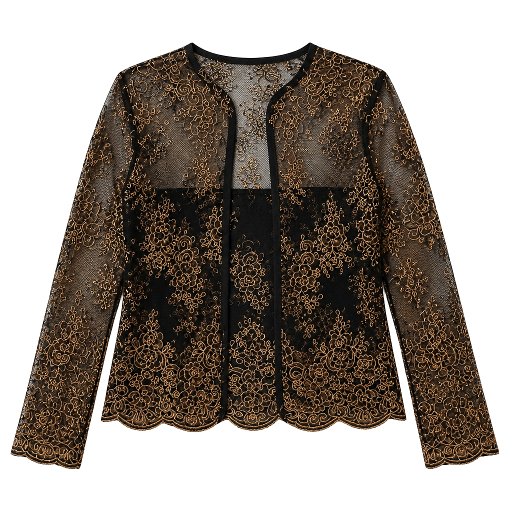 Marisa Baratelli Size 8 NWOT 100% Thai Silk Sheer Embroidered Jacket Formal 1