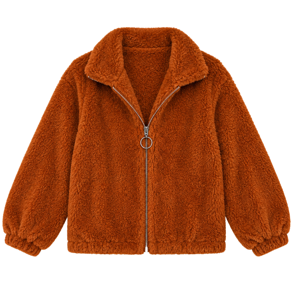 Angel Kiss Womens L Brown Teddy Faux Fur Jacket Full Zip Sherpa Western Boho 1