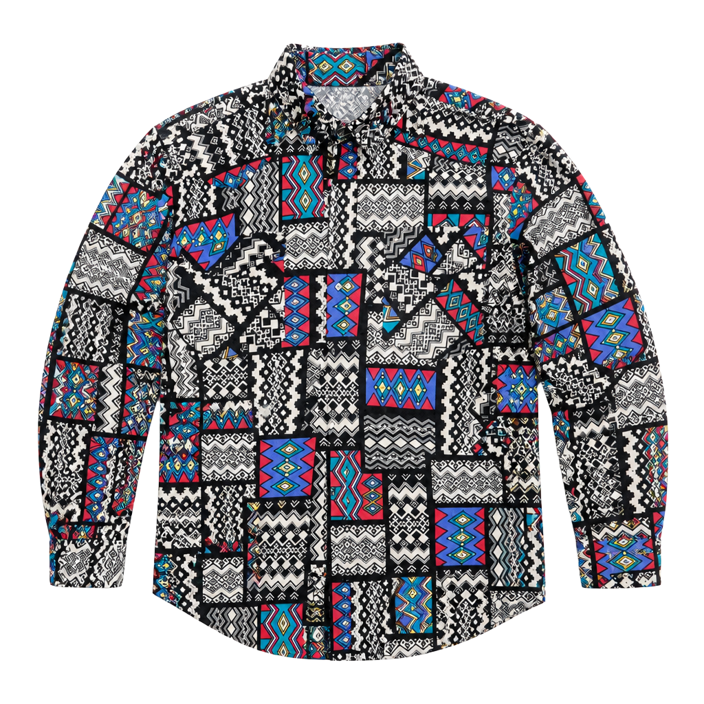 Vintage Western Plains Trading Co Shirt Mens L Aztec Geometric Southwestern 90s 1