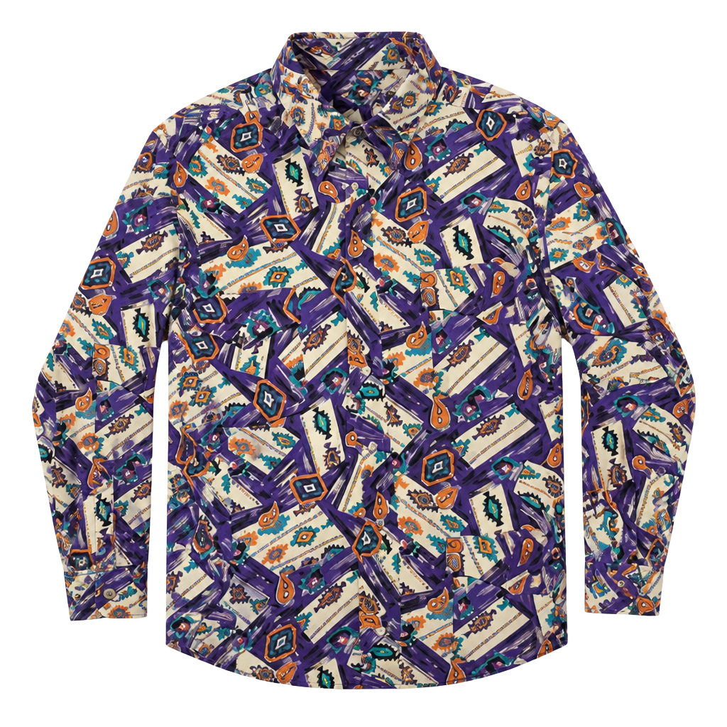 Vintage Wrangler Cowboy Cut XL Tall Western Aztec Geometric Pearl Snap Shirt 16½ 35 1
