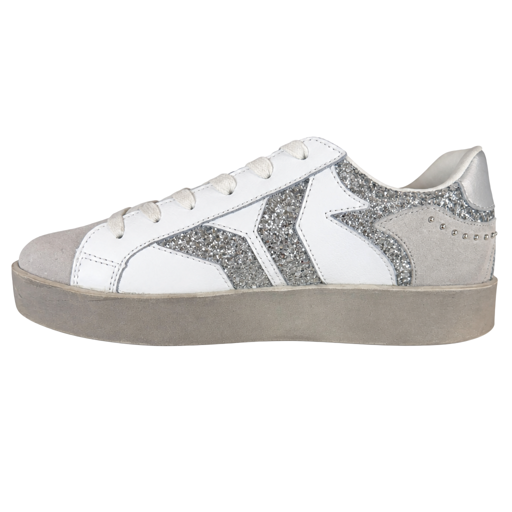C.O.B. Culture of Brave Play Women’s 10-10.5 Silver Glitter Platform Sneakers 1