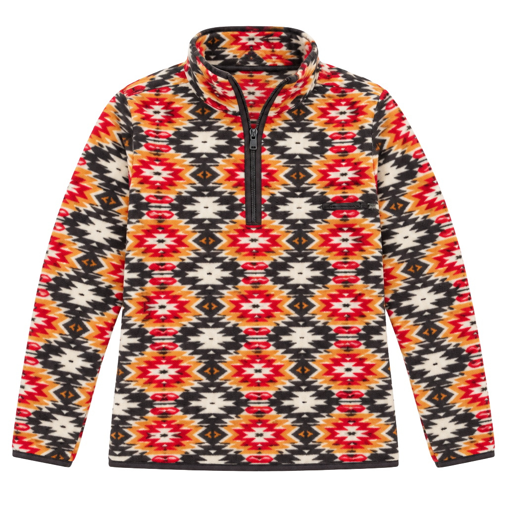 Outback Trading Co Women’s L Southwest Aztec Fleece 1/4 Zip Pullover Western 1