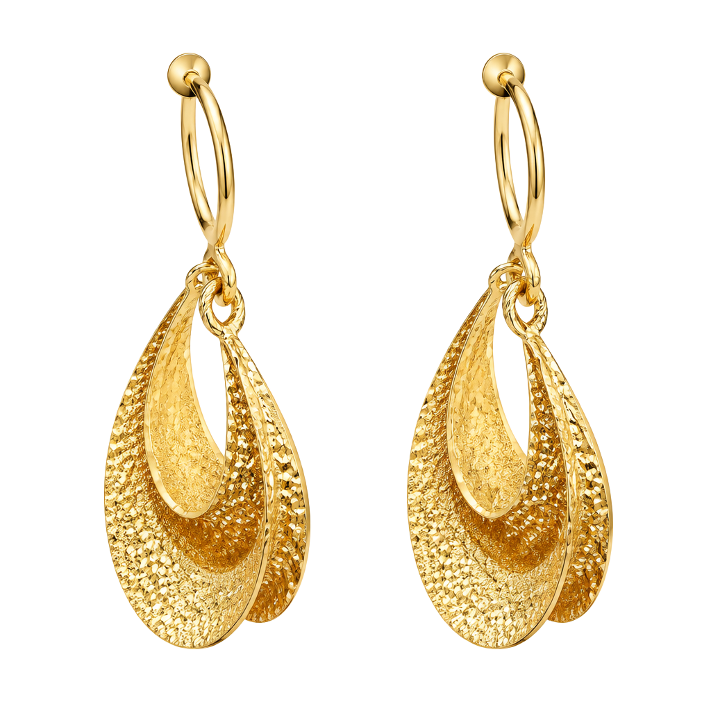 Aura Collection 14K Gold Plated Hammered Crescent Hoop Earrings 1